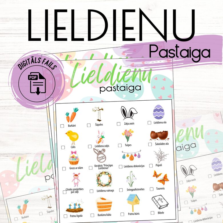 Lieldienu pastaigu spēle bērniem, digitāls PDF fails